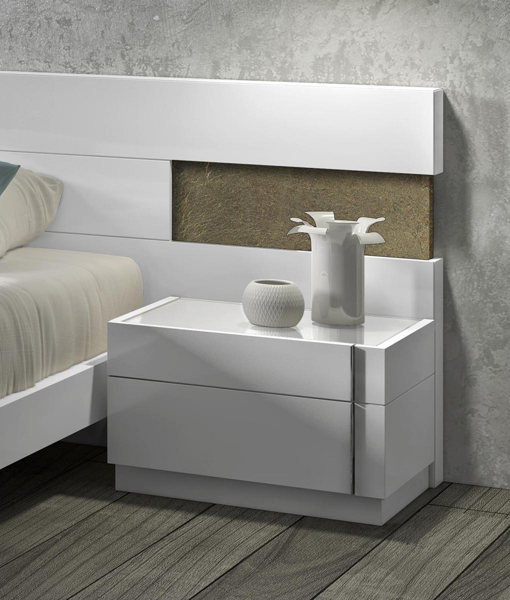 J&M Amora Nightstand Left in White Lacquer