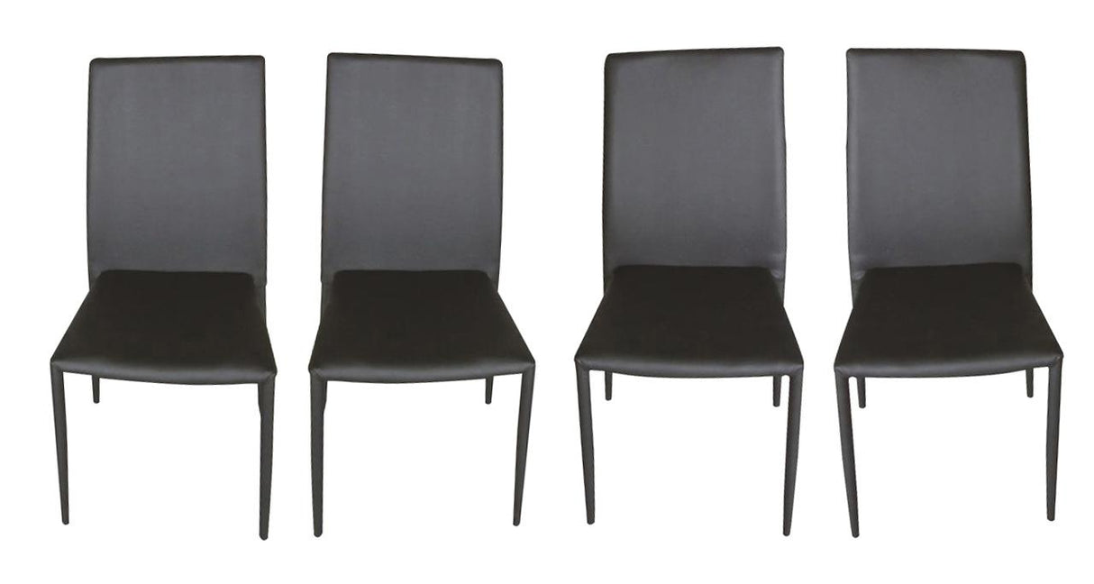 J&M DC-13 Leather Dining Chair in Black (Set of 4)