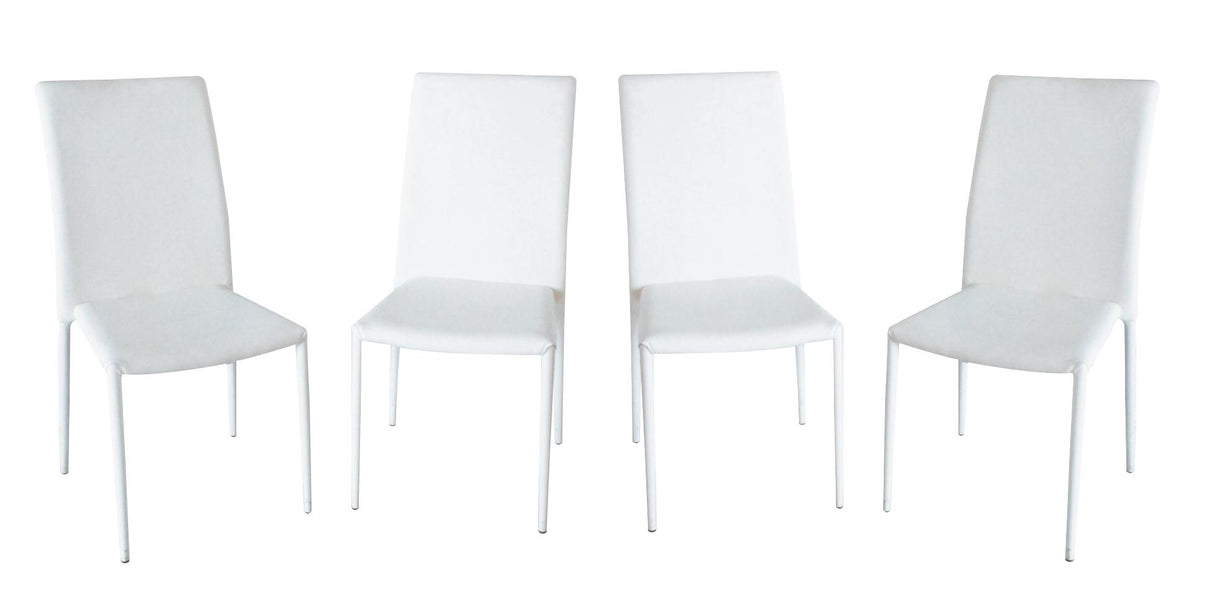 J&M DC-13 Leather Dining Chair in White (Set of 4)
