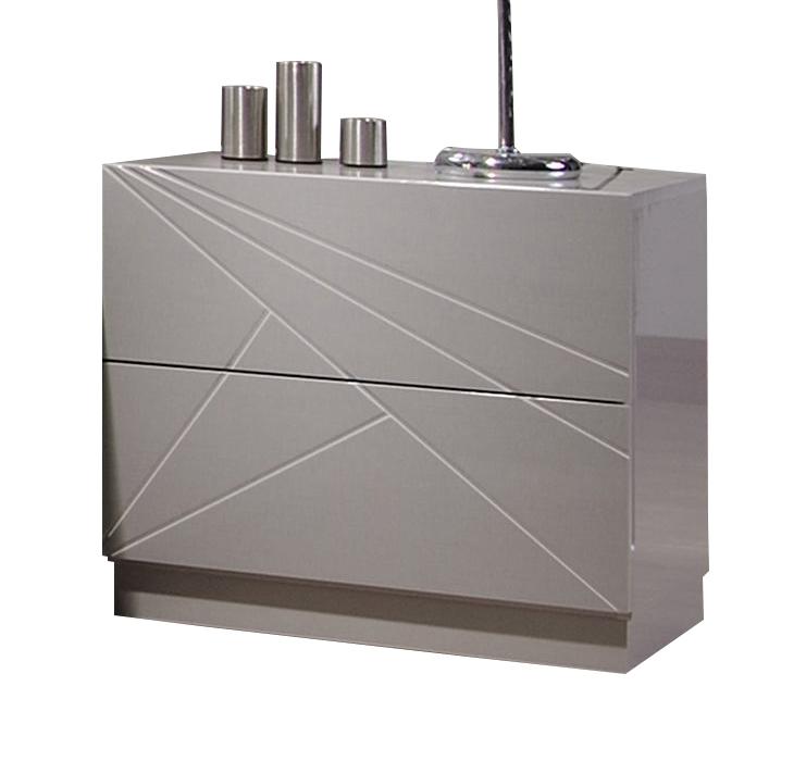 J&M Florence 2 Drawer Nightstand in White and Taupe