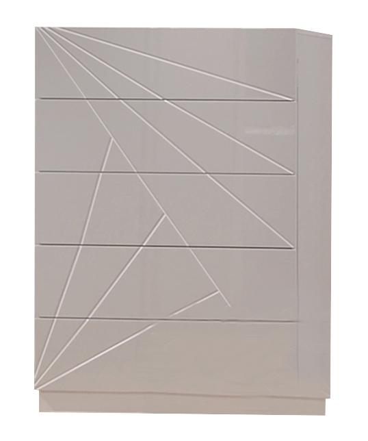 J&M Florence 5 Drawer Chest in White and Taupe