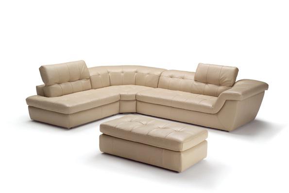 J&M Furniture 397 Italian Leather Ottoman in Beige Color
