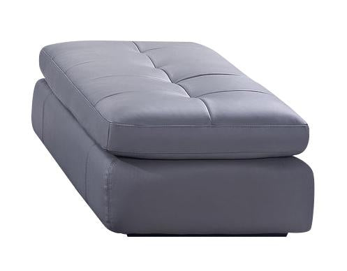 J&M Furniture 397 Italian Leather Ottoman in Grey