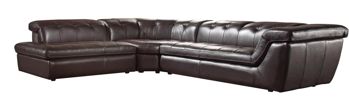 J&M Furniture 397 Italian Leather Sectional LAF Chaise in Chocolate