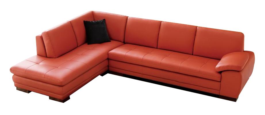 J&M Furniture 625 Italian Leather Sectional LAF in Pumpkin - galleria furniture outlet