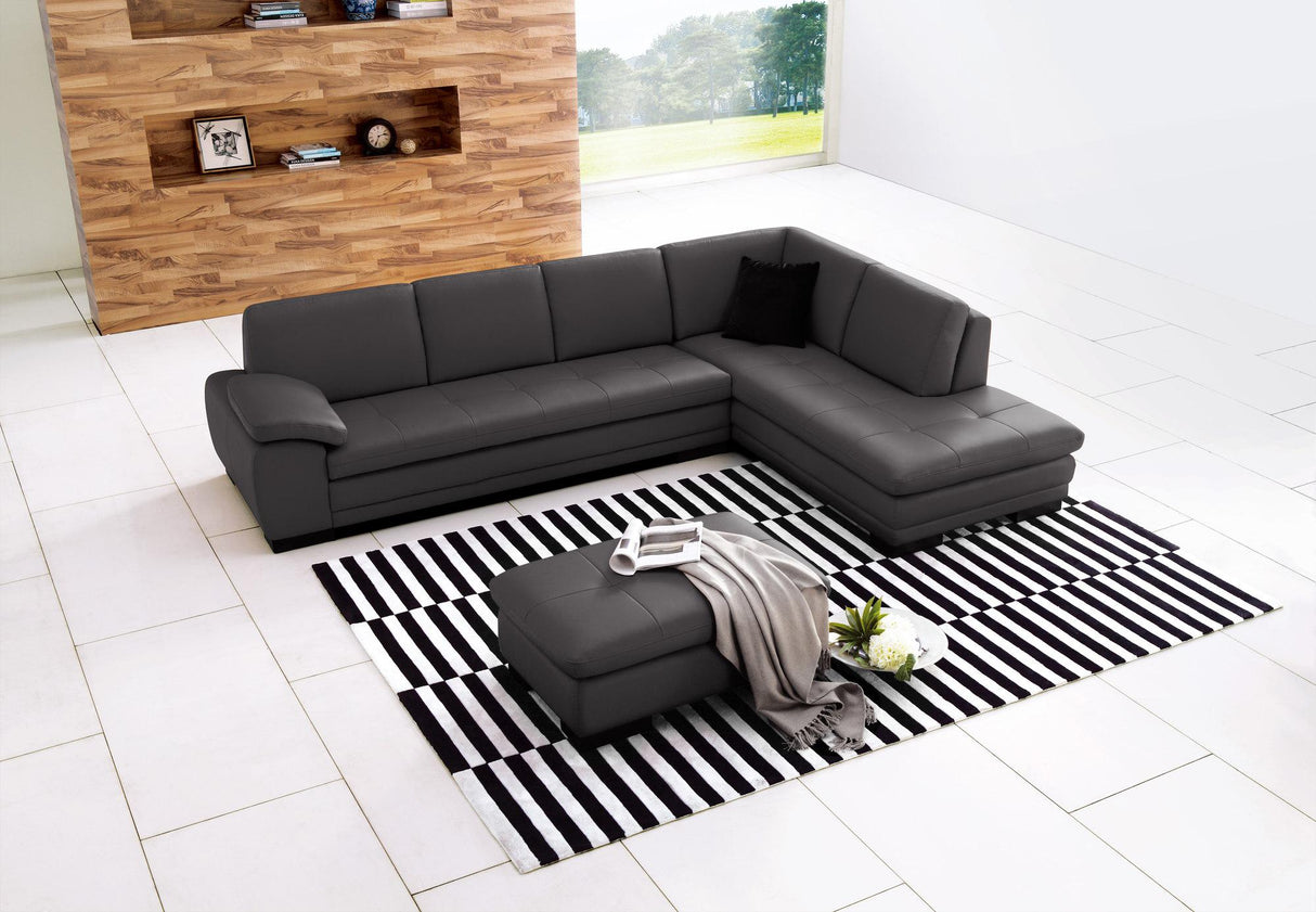 J&M Furniture 625 Italian Leather Sectional RAF in Grey