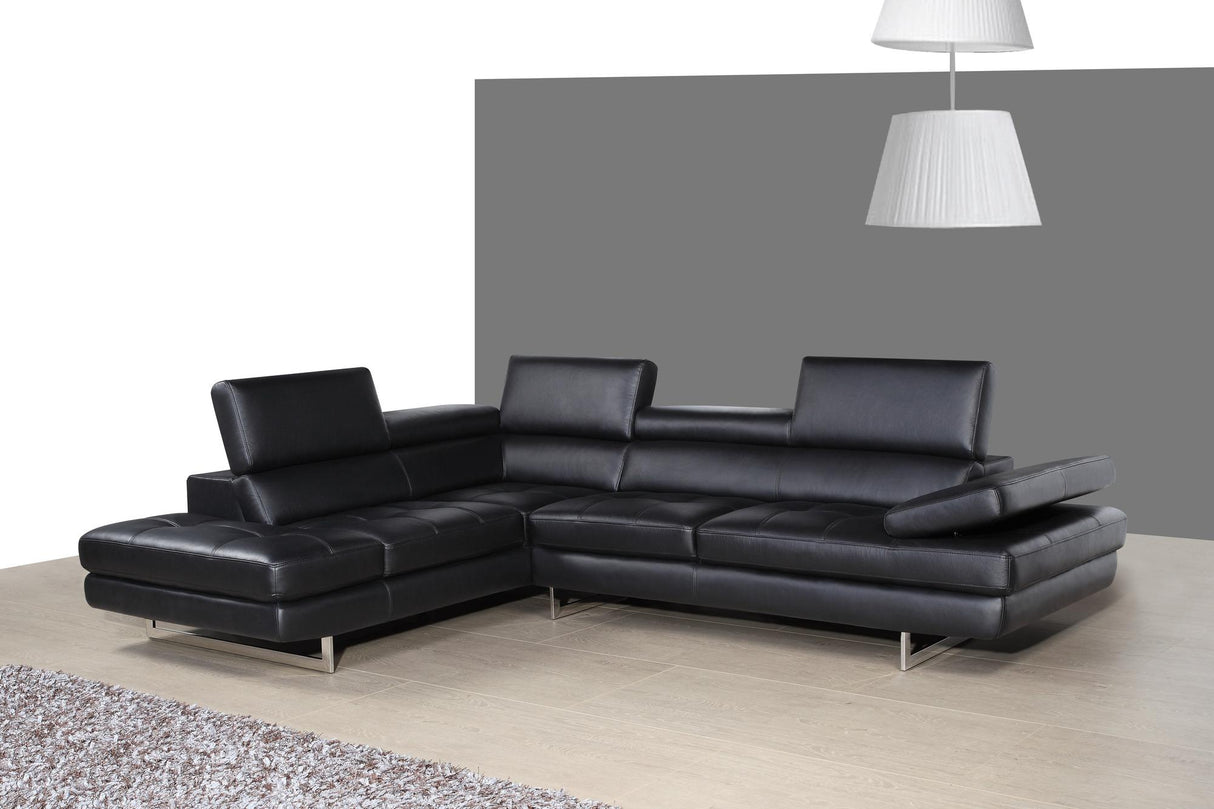 J&M Furniture A761 Italian Leather Sectional LAF in Slate Grey
