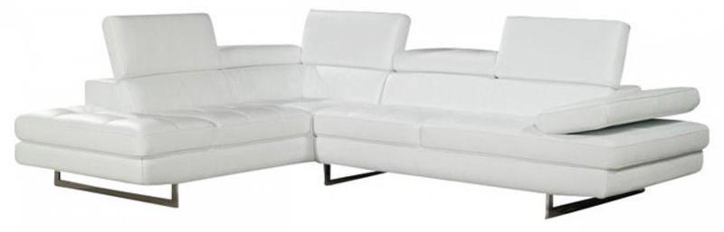 J&M Furniture A761 Italian Leather Sectional LAF in White