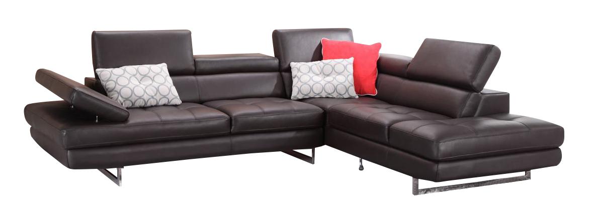 J&M Furniture A761 Italian Leather Sectional RAF in Coffee