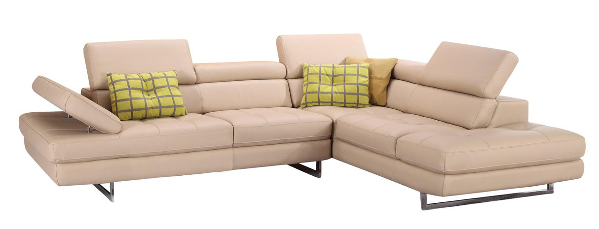 J&M Furniture A761 Italian Leather Sectional RAF in Peanut