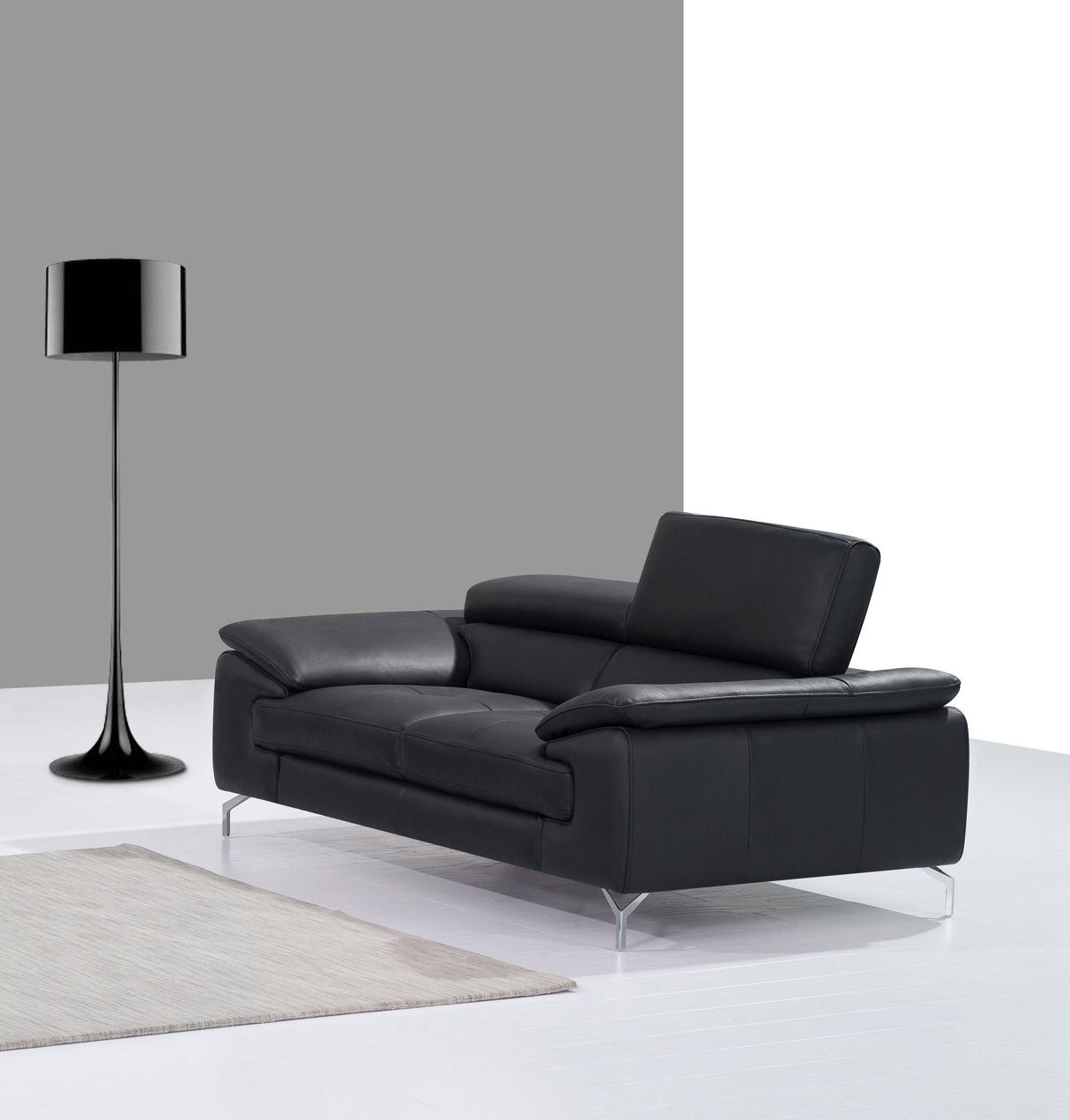 J&M Furniture A973 Italian Leather Loveseat in Black