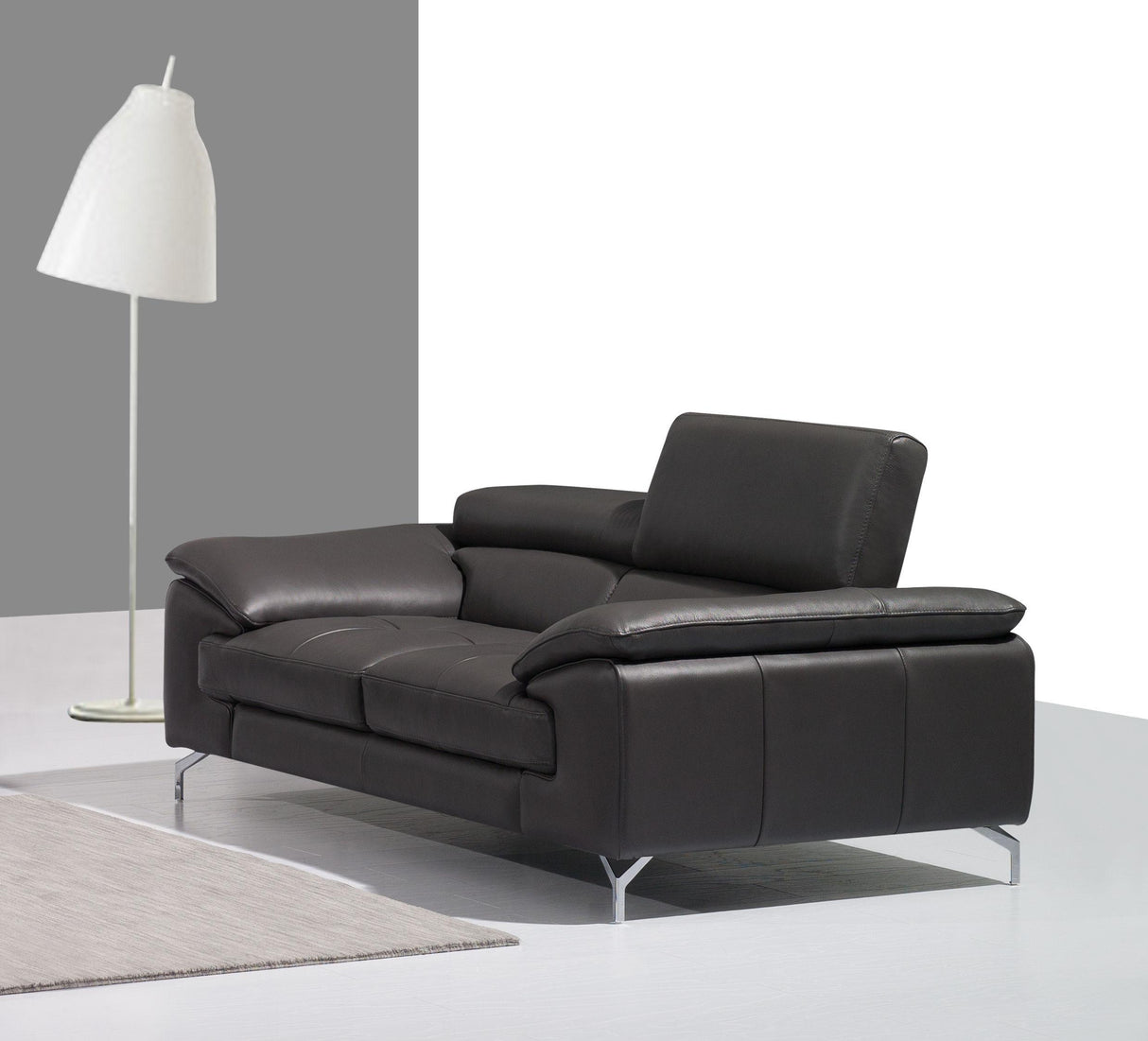 J&M Furniture A973 Italian Leather Loveseat in Slate Grey