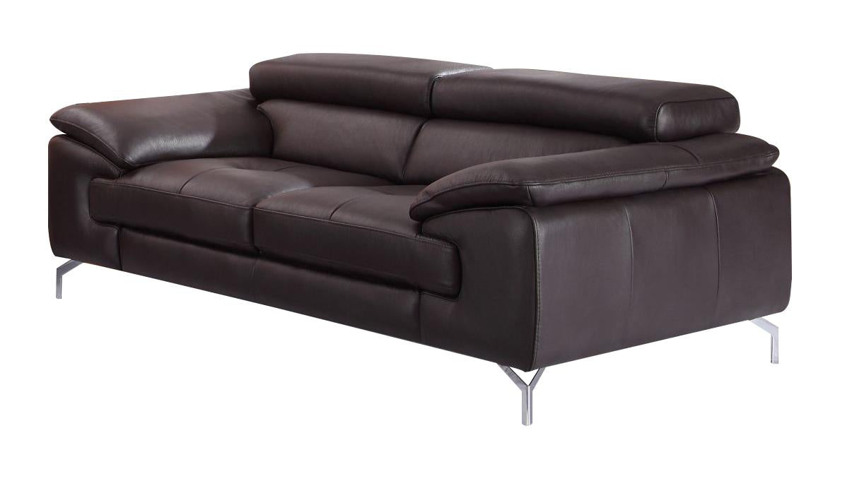 J&M Furniture A973 Italian Leather Sofa in Coffee