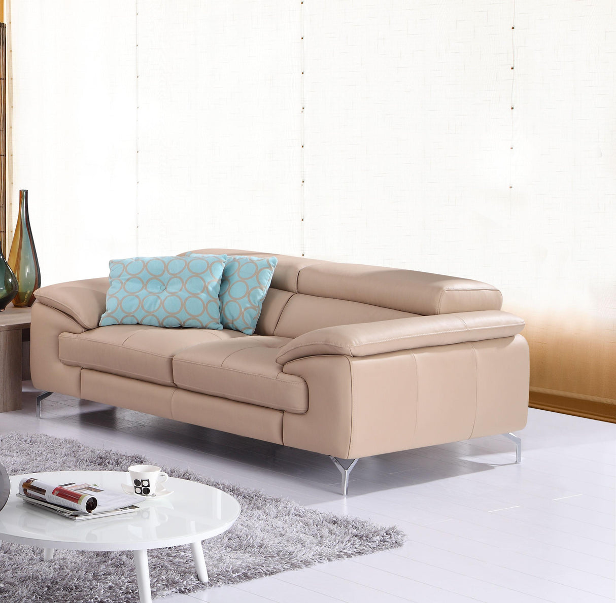 J&M Furniture A973 Italian Leather Sofa in Peanut