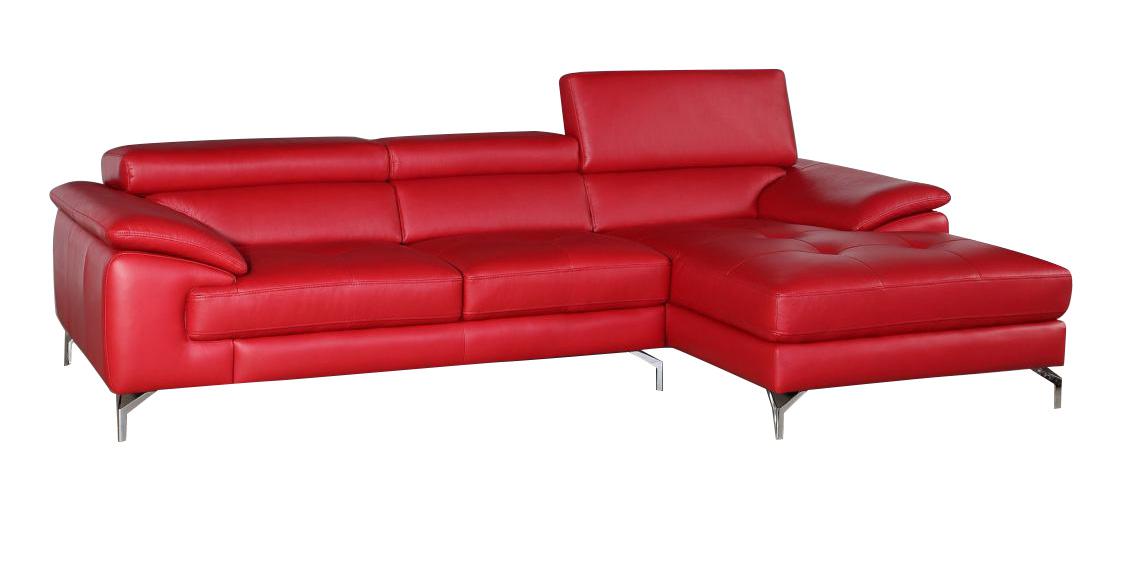 J&M Furniture A973B Italian Leather Mini Sectional RAF in Red