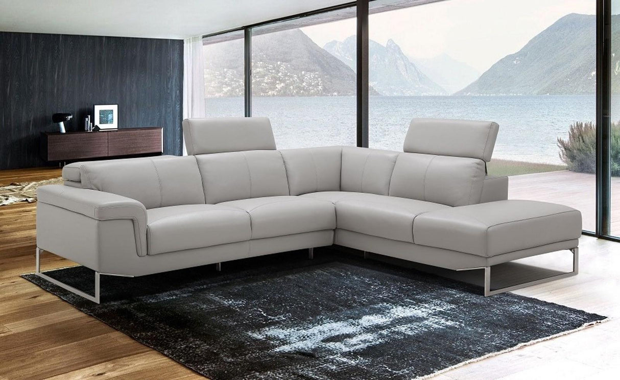 J&M Furniture Athena Right Hand Facing Chaise Sectional in Light Grey