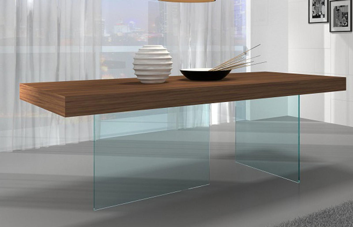 J&M Furniture Chestnut Modern Dining Table in Walnut