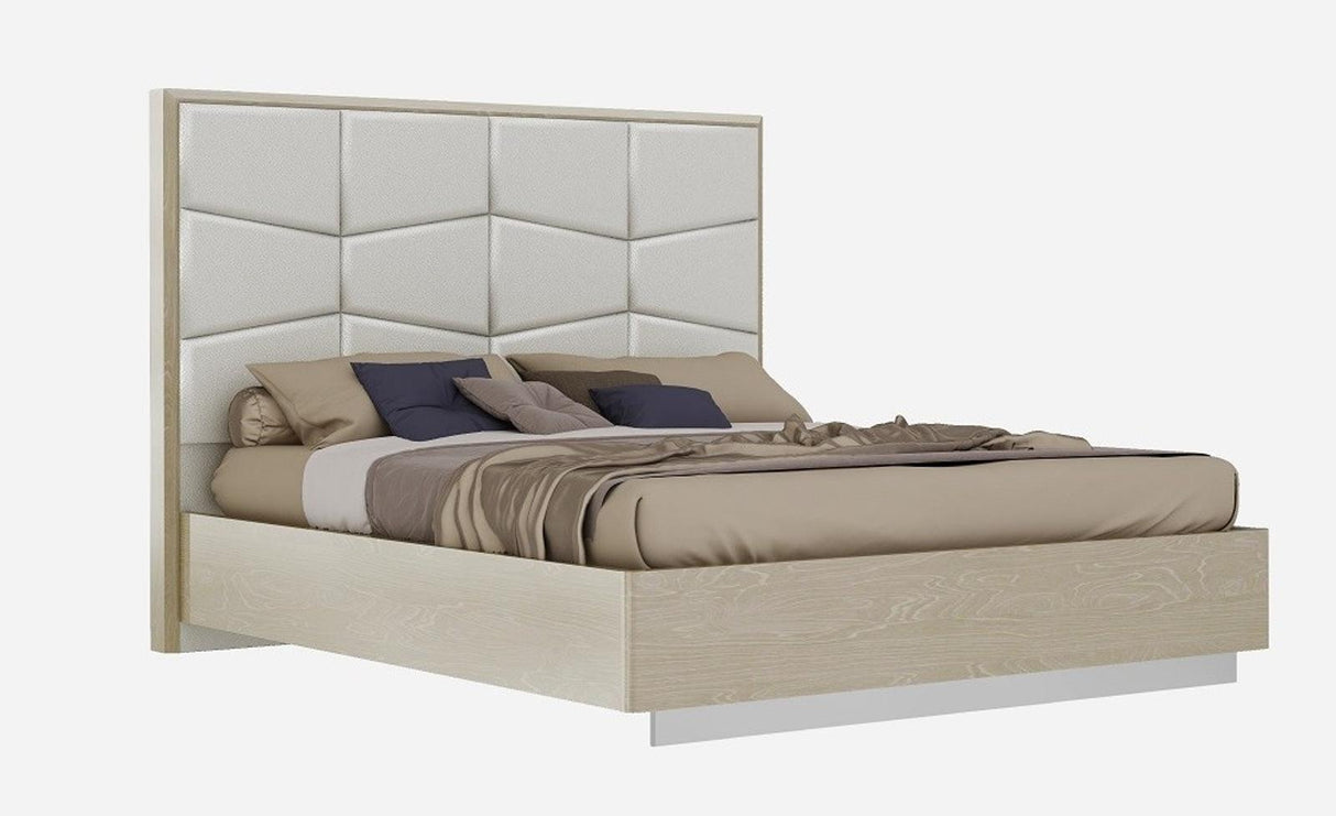 J&M Furniture Chiara Queen Panel Bed in Light Walnut