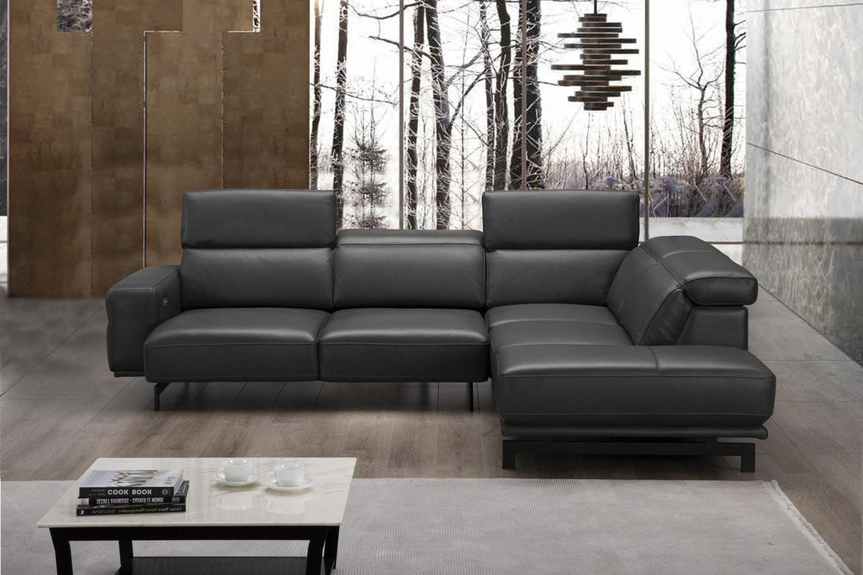 J&M Furniture Davenport Right Hand Facing Chaise Sectional in Slate Grey