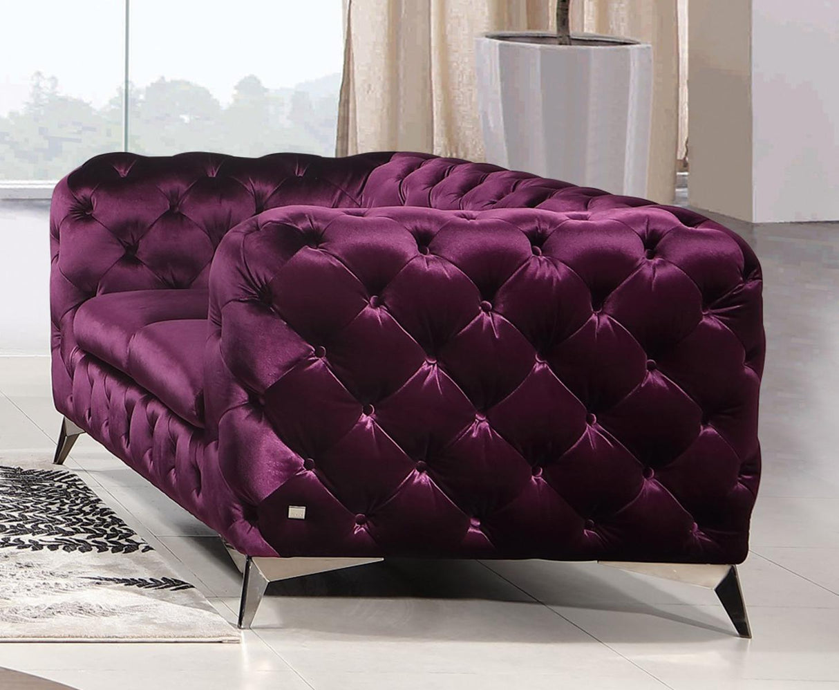 J&M Furniture Glitz Loveseat in Purple