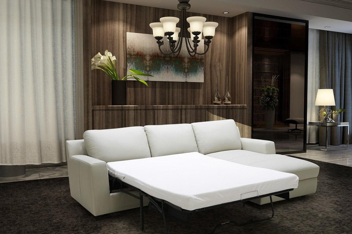 J&M Furniture Lauren Right Hand Facing Chaise Sectional Sleeper in Light Grey