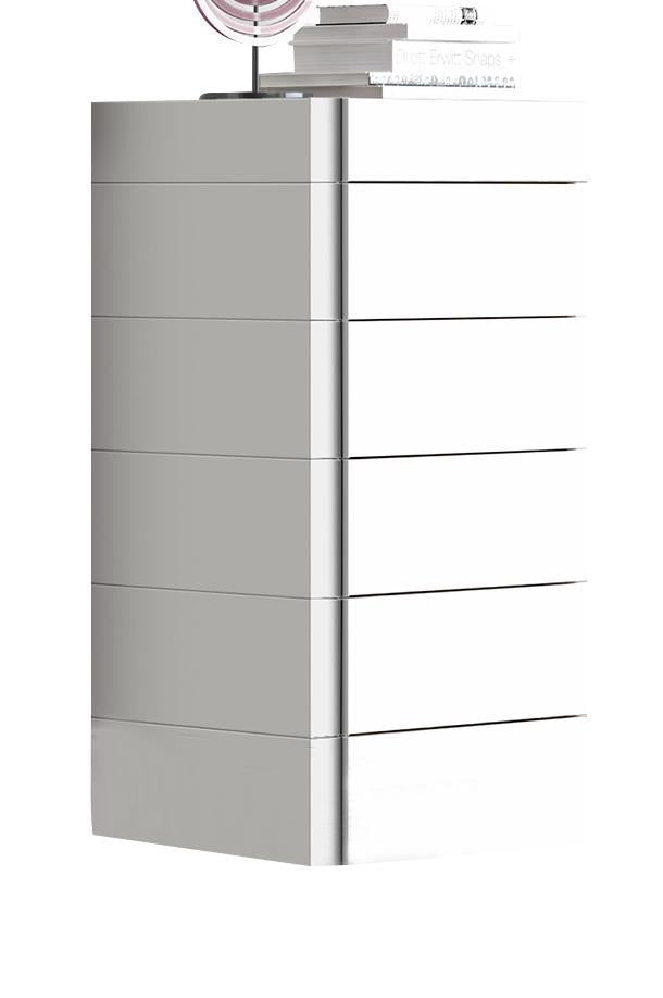 J&M Furniture Lisbon Chest in White/Beige/Walnut - galleria furniture outlet