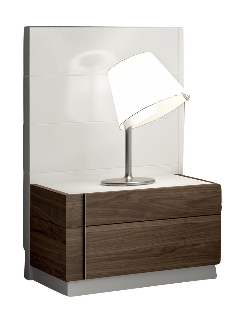 J&M Furniture Lisbon Nightstand Right in White/Beige/Walnut - galleria furniture outlet