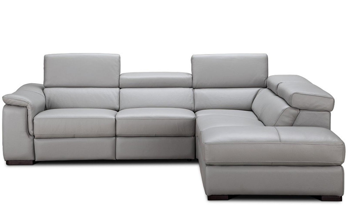J&M Furniture Perla Right Hand Facing Chaise Sectional in Light Grey