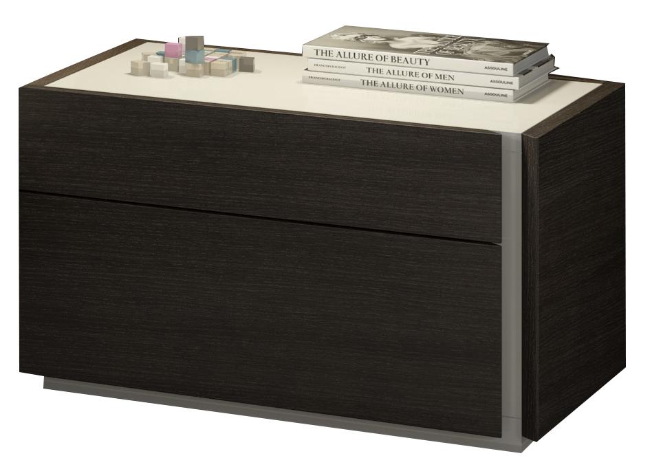 J&M Furniture Porto 2 Drawer Nightstand Right in Light Grey and Wenge