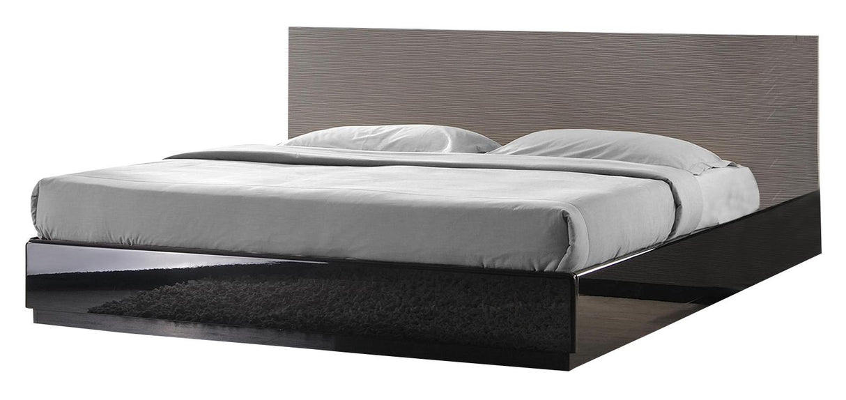 J&M Furniture Roma King Platform Bed in Black & Grey Lacquer