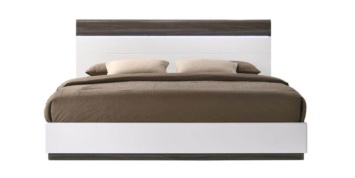 J&M Furniture Sanremo B Queen Panel Bed in Walnut Veneer