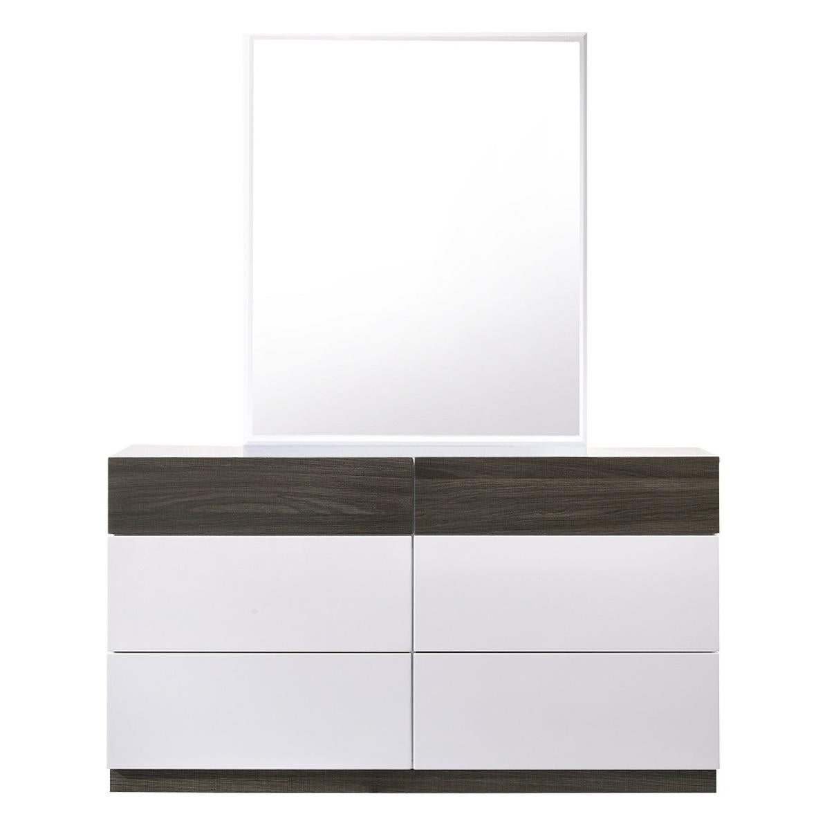 J&M Furniture Sanremo Dresser with Mirror in Walnut Veneer - galleria furniture outlet