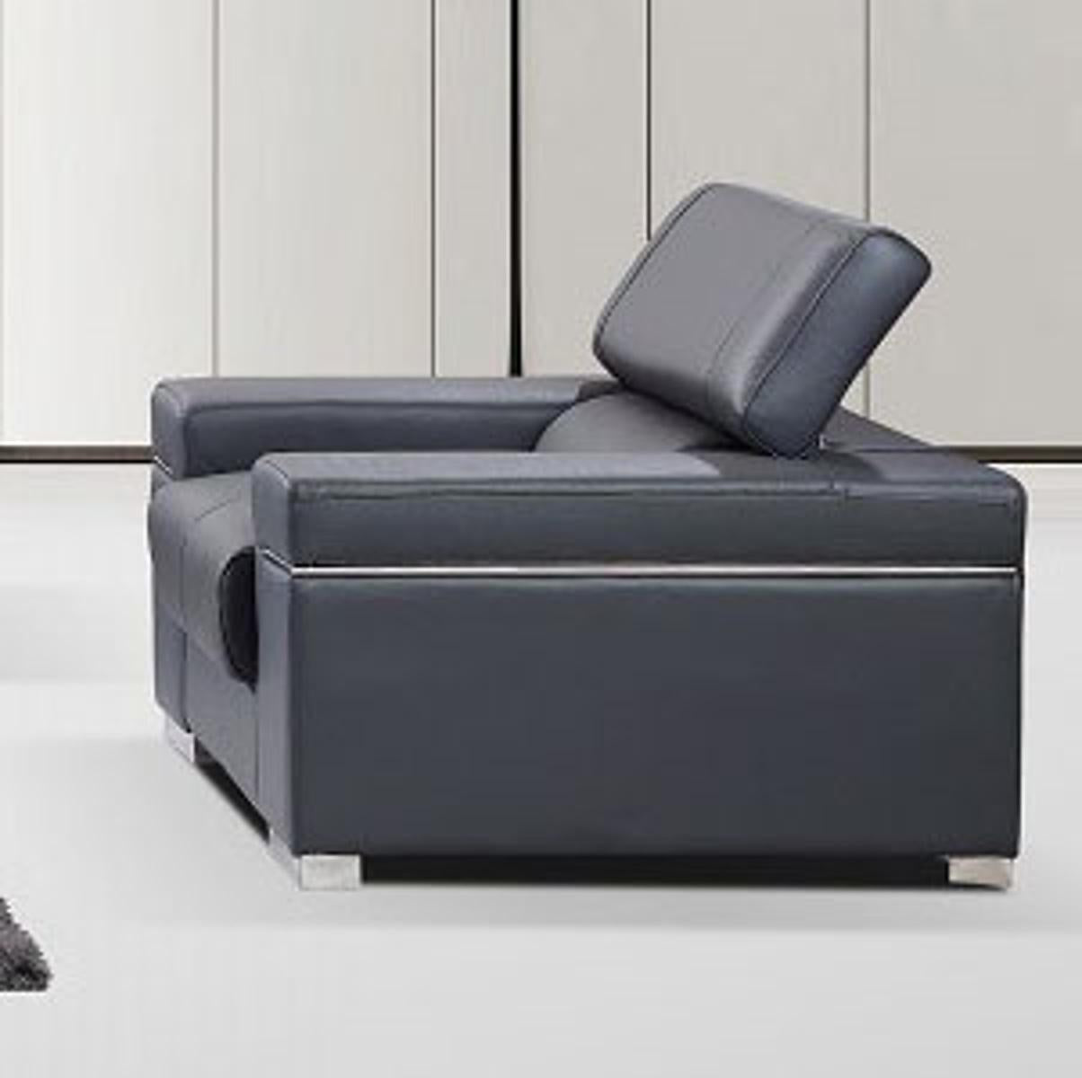 J&M Furniture Soho Chair in Grey Leather