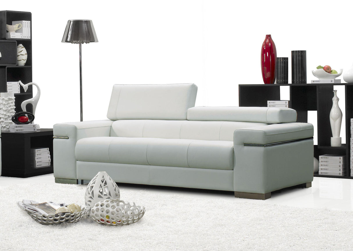 J&M Furniture Soho Leather Sofa in White