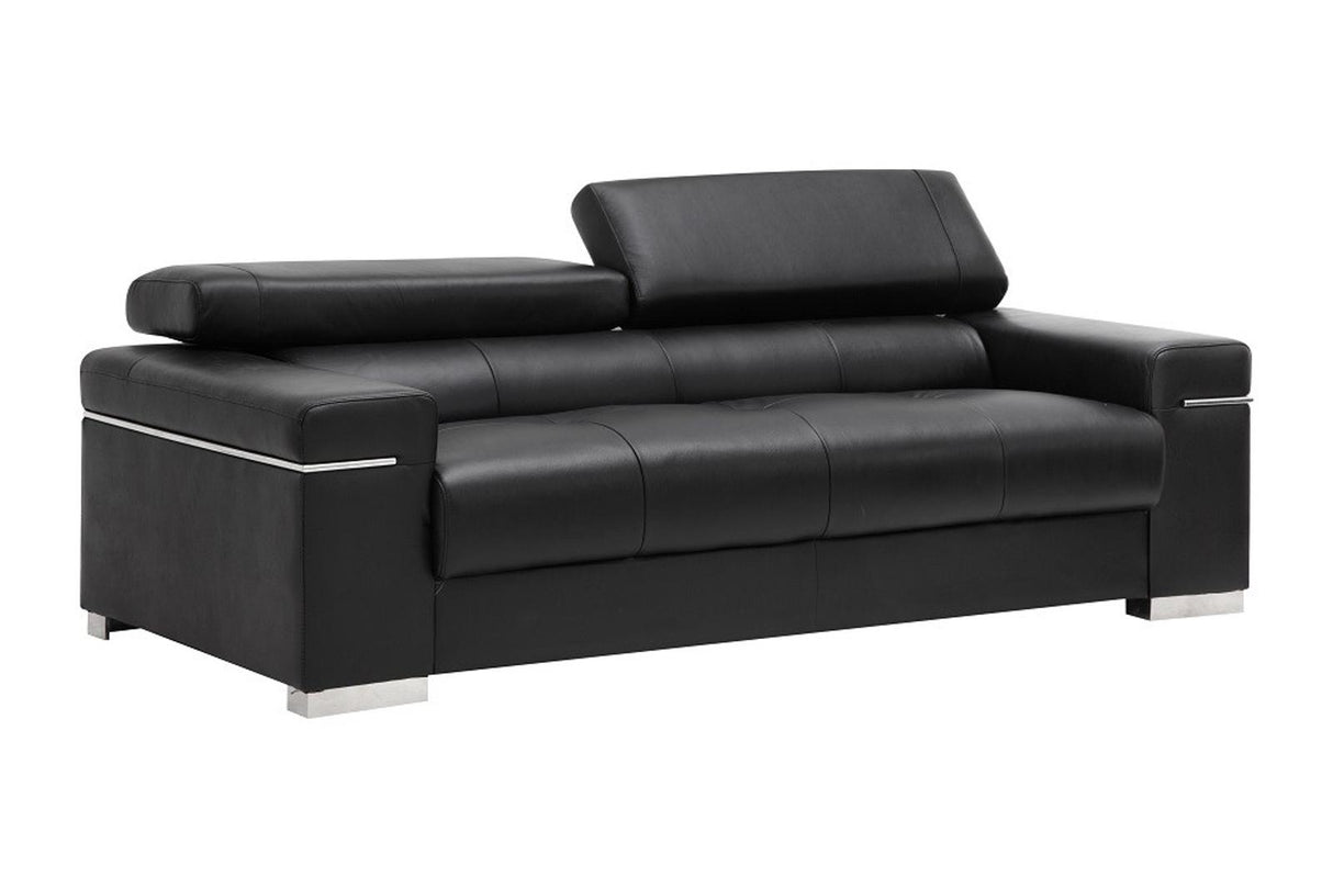 J&M Furniture Soho Sofa in Black Leather - galleria furniture outlet