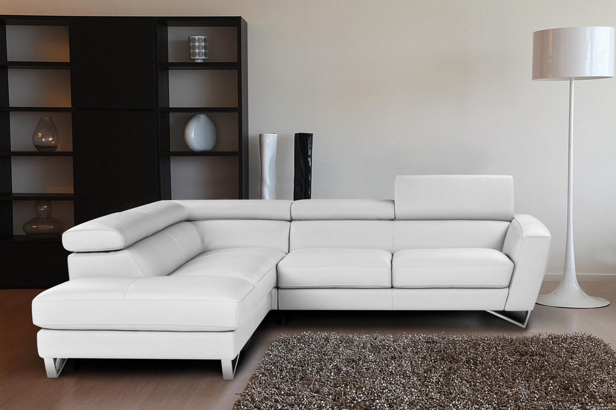 J&M Furniture Sparta Italian Leather Sectional LAF Chaise in White