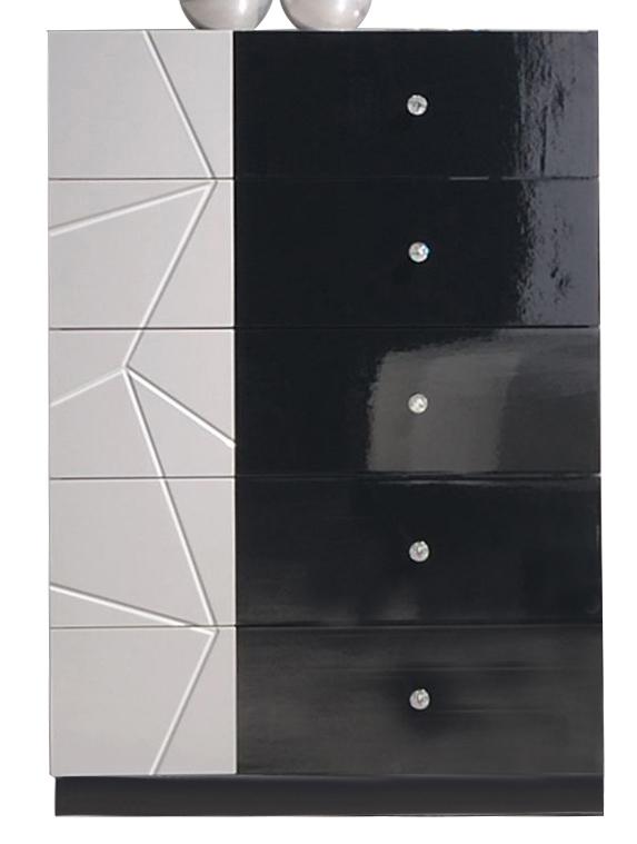 J&M Furniture Turin Chest Light Grey & Black Lacquer