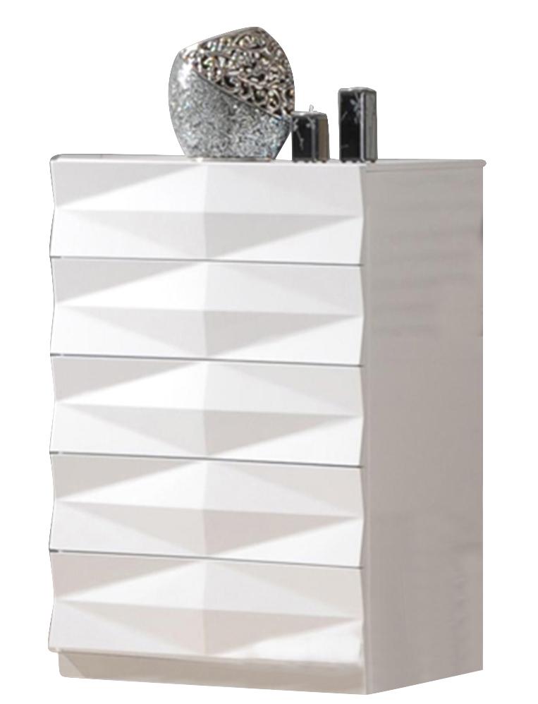 J&M Furniture Verona 5 Drawer Chest in White Lacquer