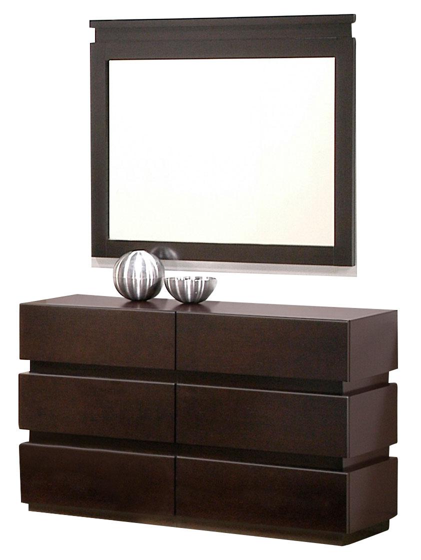 J&M Knotch Dresser and Mirror in Expresso