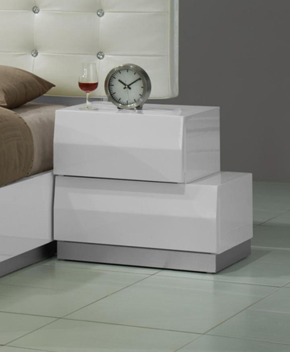 J&M Milan Nightstand Left in White Lacquer
