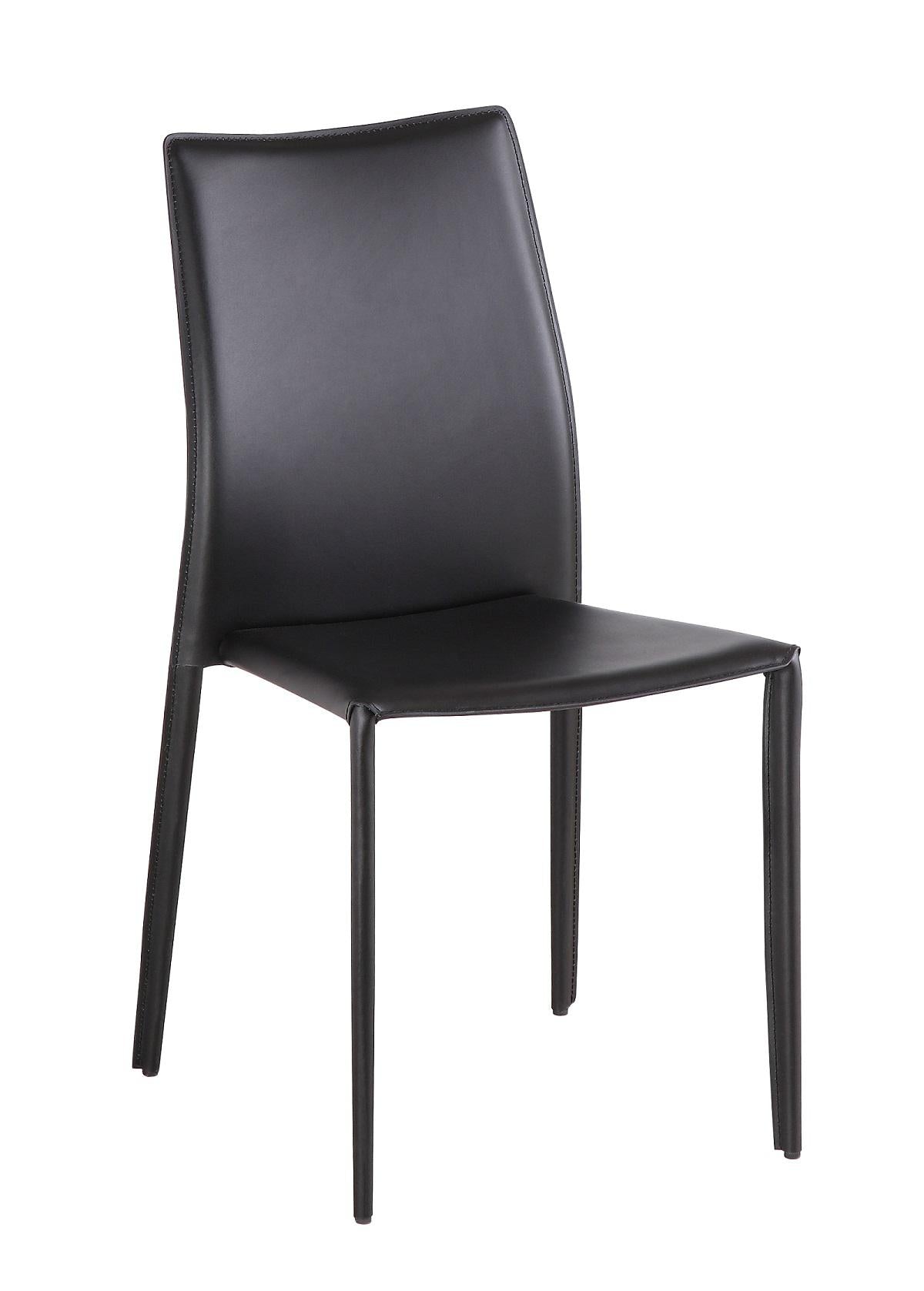 J&M Modern Dining Leather Chair in Black (Set of 4)
