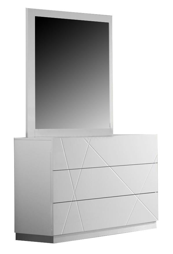J&M Naples Dresser and Mirror in White Lacquer