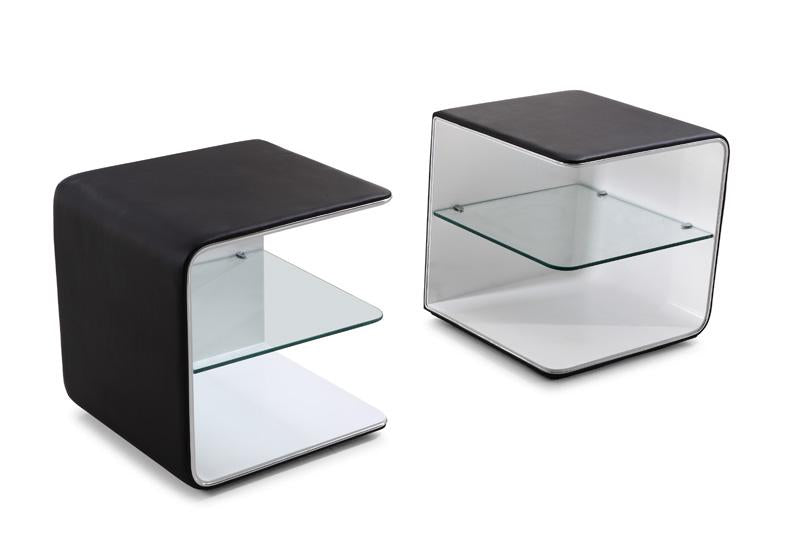 J&M Wave Nightstand in Black and White - galleria furniture outlet