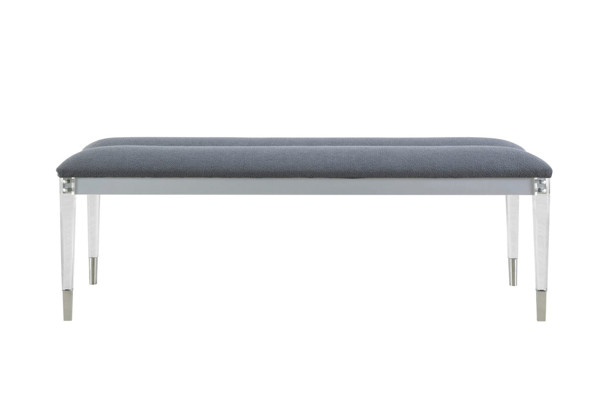 Lando Silver Bench With Acrylic Legs - galleria furniture outlet
