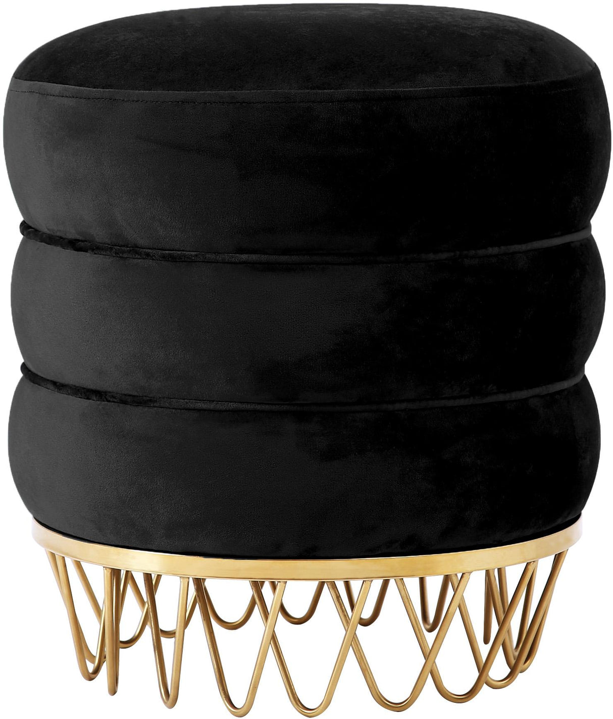 Revolve Black Velvet Ottoman/Stool - galleria furniture outlet