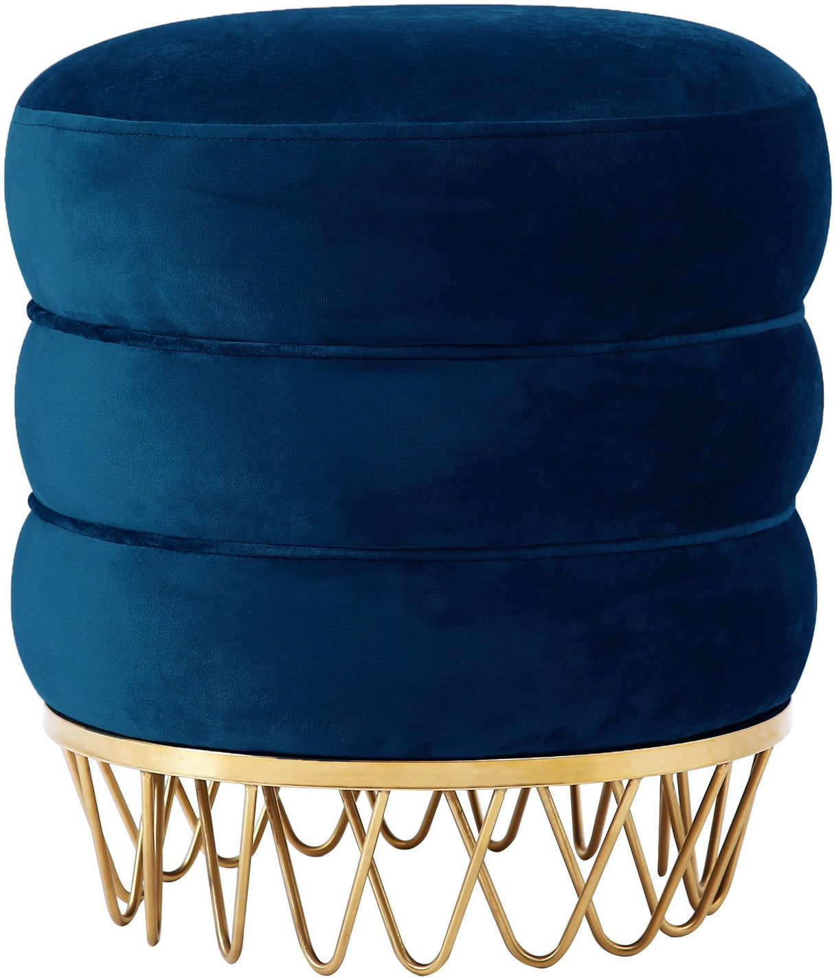 Revolve Navy Velvet Ottoman/Stool - galleria furniture outlet
