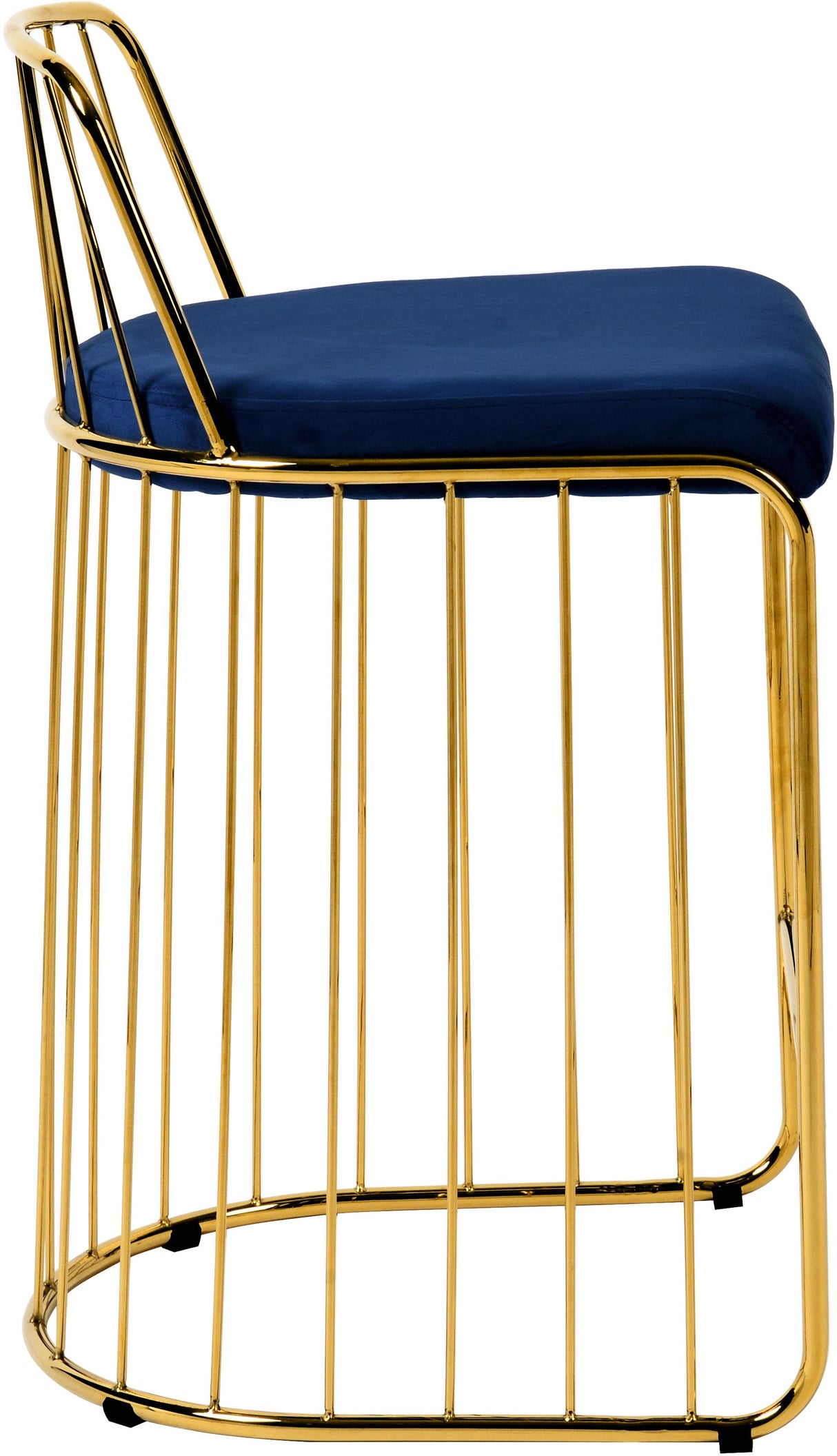 Gio Navy Velvet Stool - galleria furniture outlet