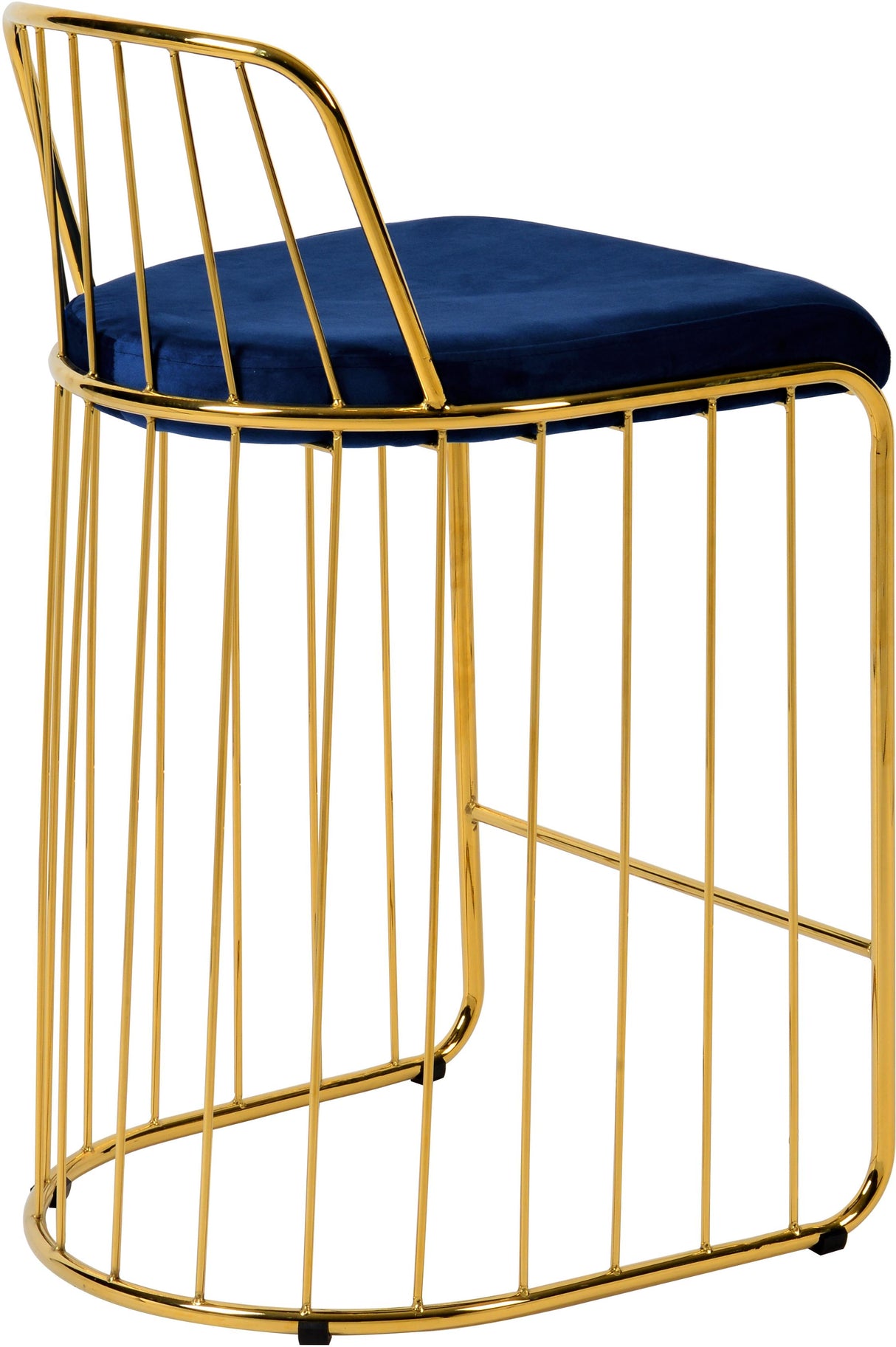 Gio Navy Velvet Stool - galleria furniture outlet