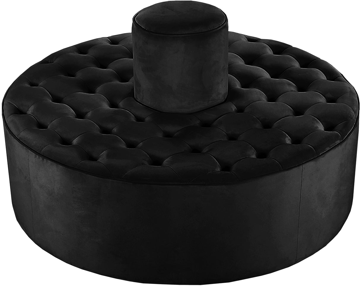 Banquet Black Velvet Ottoman/Bench - galleria furniture outlet