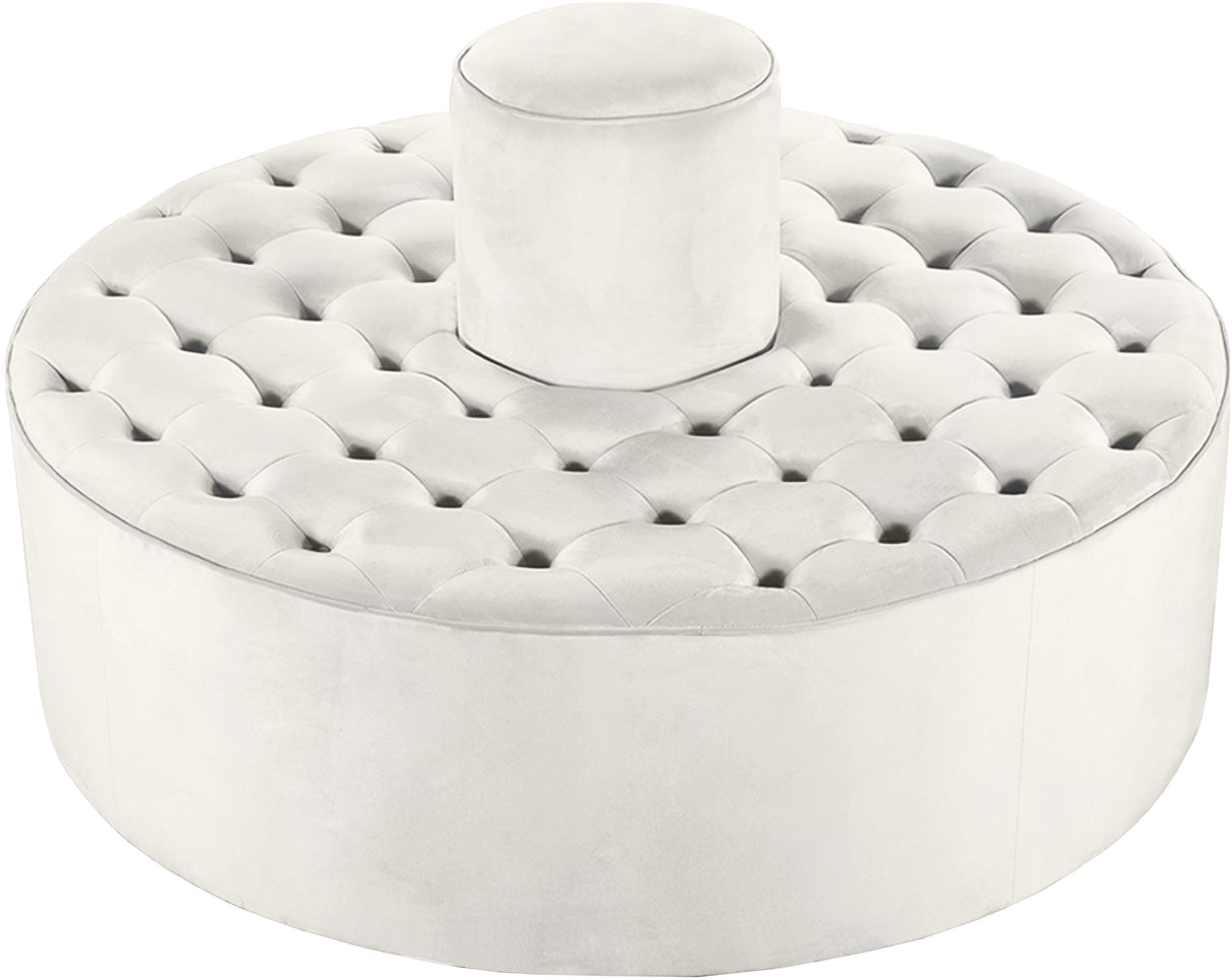 Banquet Cream Velvet Ottoman/Bench - galleria furniture outlet